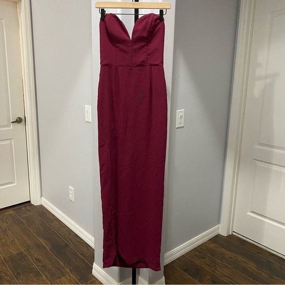 Amanda Uprichard Red Maroon Burgundy Formal Cocktail Maxi Strapless Dress Small - Picture 2 of 8
